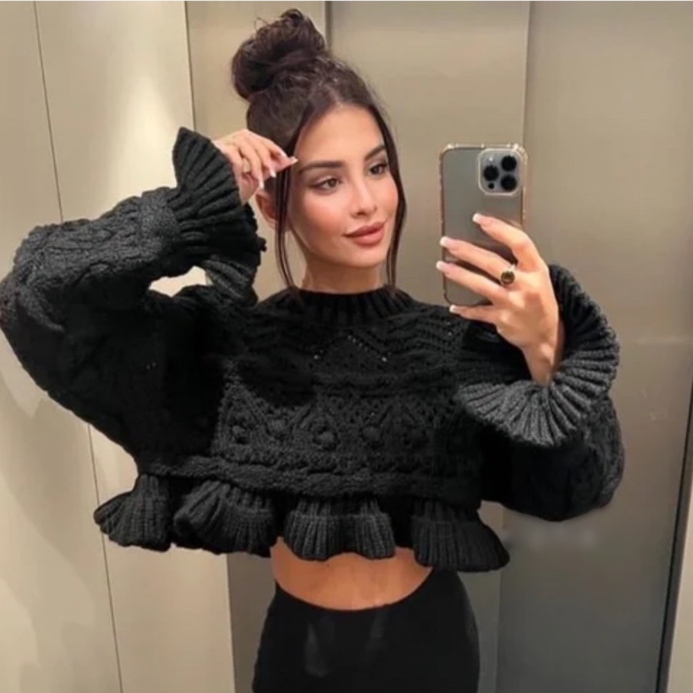 Zara Cropped Knit Sweater